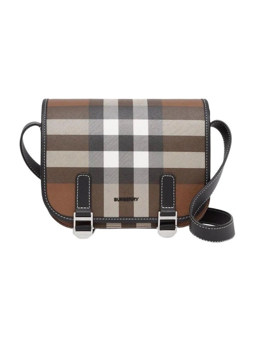Burberry Brown and Black Checked Messenger Bag Unisex - Picture 1 of 14